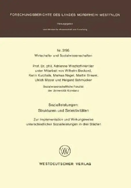 Buy Sozialleistungen (English, Adrienne Windhoff-Héritier) — BookShops.in