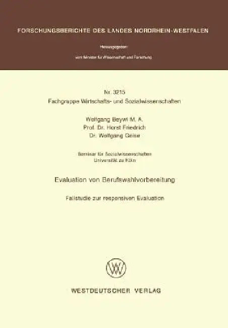 Buy Evaluation Von Berufswahlvorbereitung (English, Wolfgang Beywl) — BookShops.in