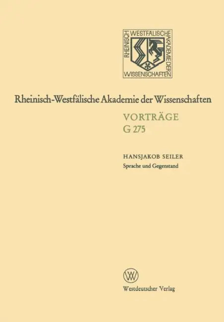 Buy Sprache und Gegenstand (English, Hansjakob Seiler) — BookShops.in