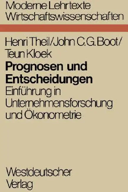 Buy Prognosen Und Entscheidungen (English, Henri Theil) — BookShops.in