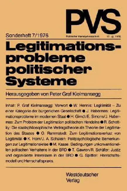 Buy Legitimationsprobleme Politischer Systeme (English, Peter Graf Kielmansegg) — BookShops.in