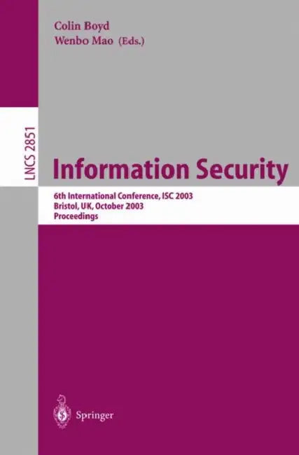 Information Security ISC 2003 Proceedings - Colin Boyd view 2