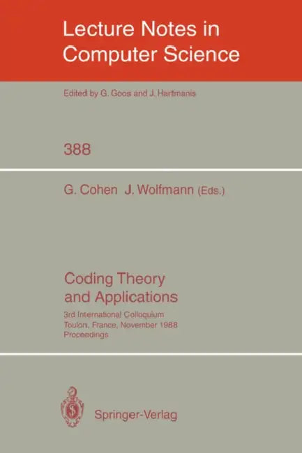Buy Coding Theory and Applications (English, Gerard Cohen | Jacques Wolfmann) — BookShops.in