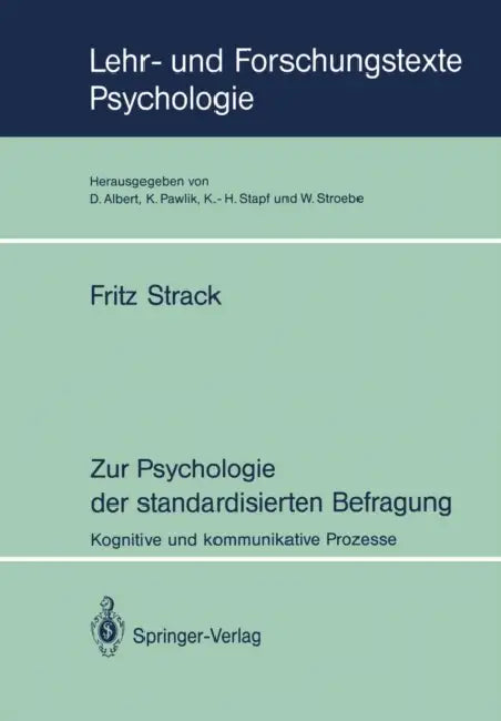 Buy Zur Psychologie Der Standardisierten Befragung (English, Fritz Strack) — BookShops.in