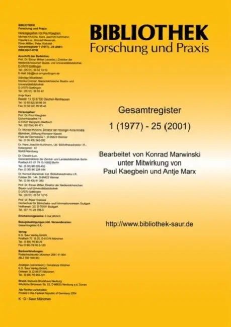 Buy Bibliothek - Forschung Und Praxis (English, Not Available (NA)) — BookShops.in