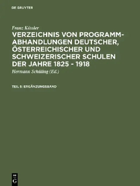 Buy Ergänzungsband (English, Franz Kössler) — BookShops.in