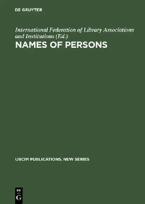 Buy Names of Persons (English, International Federation of Library Asso) β BookShops.in