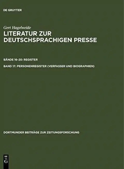 Buy Personenregister (Verfasser Und Biographien ) (English, Gert Hagelweide) — BookShops.in