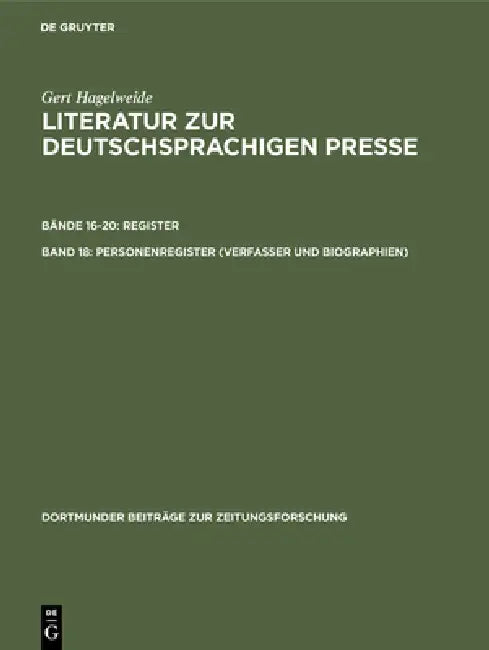 Buy Personenregister ( Verfasser Und Biographien ) (English, Gert Hagelweide) — BookShops.in