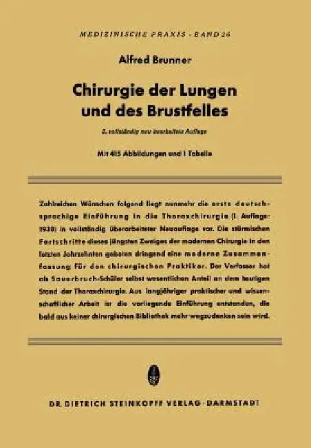 Buy Chirurgie Der Lungen Und Des Brustfelles (English, Alfred Brunner) — BookShops.in