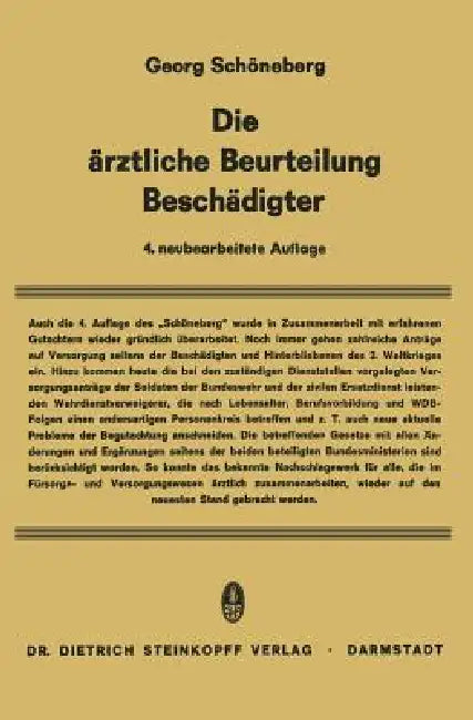 Buy Die Ärztliche Beurteilung Beschädigter | by Georg Schöneberg | E. Albrecht | E. Goetz | Steinkopff | by Georg Schöneberg | E. Albrecht | E. Goetz | Steinkopff | by Georg Schöneberg | E. Albrecht | E. Goetz | Steinkopff | by Georg Schöneberg | E. Albrecht | E. Goetz | Steinkopff | by Georg Schöneberg | E. Albrecht | E. Goetz | Steinkopff | by Georg Schöneberg | E. Albrecht | E. Goetz | Steinkopff | by Georg Schöneberg | E. Albrecht | E. Goetz | Steinkopff | by Georg Schöneberg | E. Albrecht | E.  — BookShops.in
