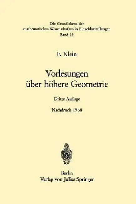 Buy Vorlesungen Über Höhere Geometrie | by Felix Klein | Wilhelm — BookShops.in