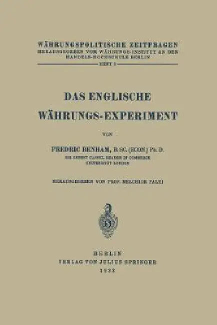 Buy Das Englische Währungs-Experiment | by Fredric Benham | Melc — BookShops.in