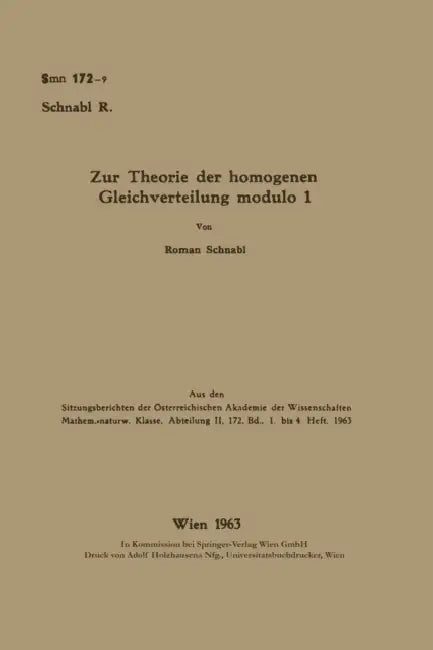 Buy Zur Theorie der homogenen Gleichverteilung modulo 1 (English, Roman Schnabl) — BookShops.in