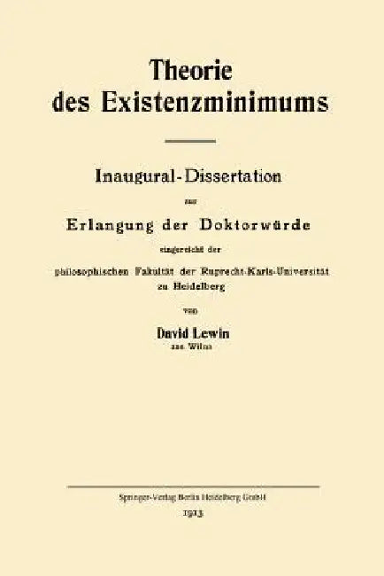 Buy Theorie Des Existenzminimums (English, David Lewin) — BookShops.in