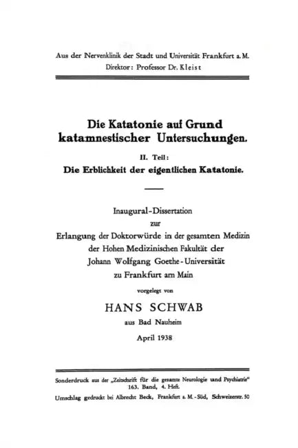 Buy Die Katatonie Auf Grund Katamnestischer Untersuchungen (English, Hans Schwab) — BookShops.in