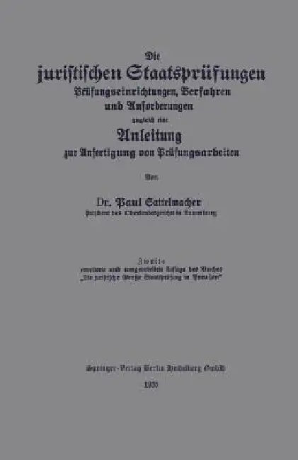 Buy Die Juristischen Staatsprüfungen (English, Paul Sattelmacher) — BookShops.in