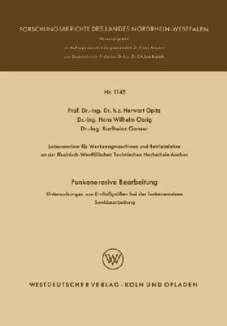 Buy Funkenerosive Bearbeitung (English, Herwart Opitz) — BookShops.in