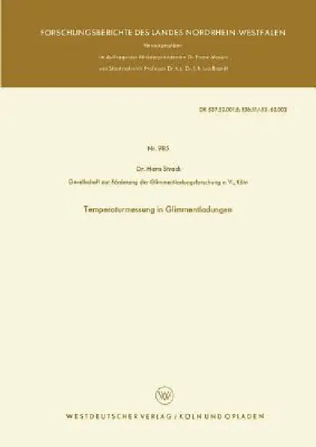 Buy Temperaturmessung in Glimmentladungen (English, Hans Strack) — BookShops.in