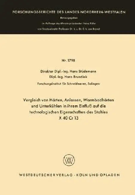 Buy Vergleich Von Härten, Anlassen, Warmbadhärten Und Unterkühlen in Ihrem Einfluß Auf Die Technologisch (English, Hans Stüdemann) — BookShops.in