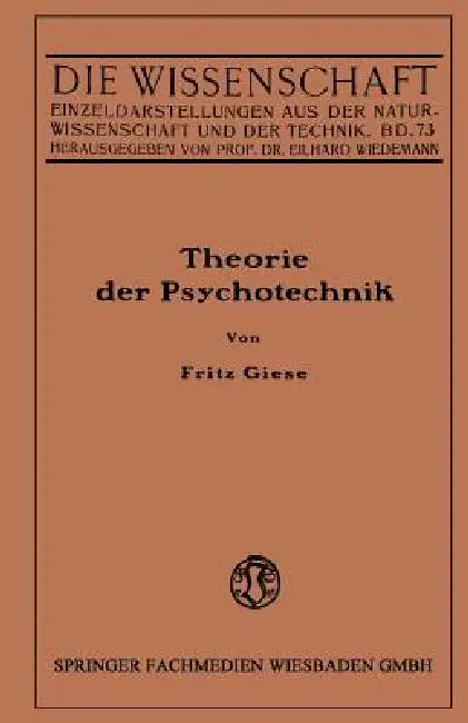 Buy Theorie Der Psychotechnik (English, Fritz Giese) — BookShops.in
