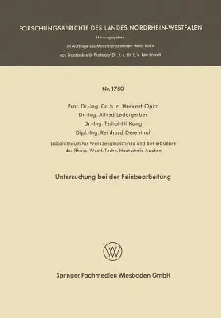 Buy Untersuchung Bei Der Feinbearbeitung (English, Herwart Optiz) — BookShops.in