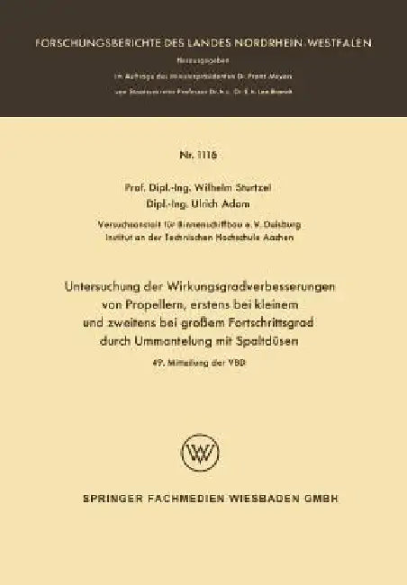 Buy Untersuchung Der Wirkungsgradverbesserungen Von Propellern, Erstens Bei Kleinem Und Zweitens Bei Gro (English, Wilhelm Sturtzel) — BookShops.in