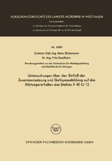 Buy Untersuchungen über den Einfluß der Zusammensetzung und Gefügeausbildung auf das Härtungsverhalten d (English, Hans Stüdemann) — BookShops.in