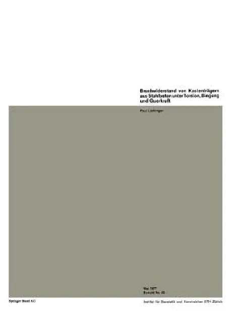 Buy Bruchwiderstand Von Kastenträgern Aus Stahlbeton Unter Torsion, Biegung Und Querkraft (English, P. Lüchinger) — BookShops.in