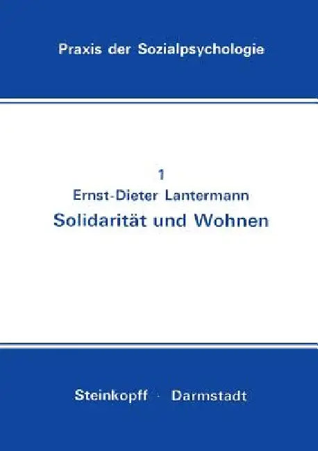 Buy Solidarität Und Wohnen (English, Ernst-Dieter Lantermann) — BookShops.in