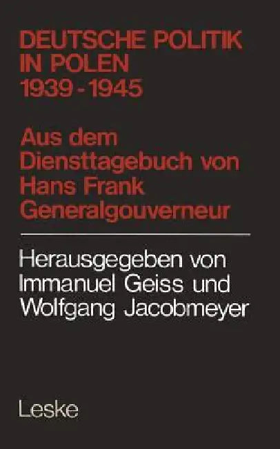 Buy Deutsche Politik in Polen 1939-1945 (English, Hans Frank) — BookShops.in
