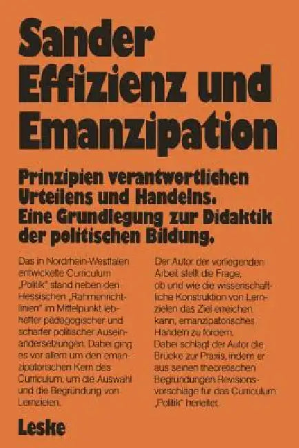 Buy Effizienz Und Emanzipation (English, Wolfgang Sander) — BookShops.in