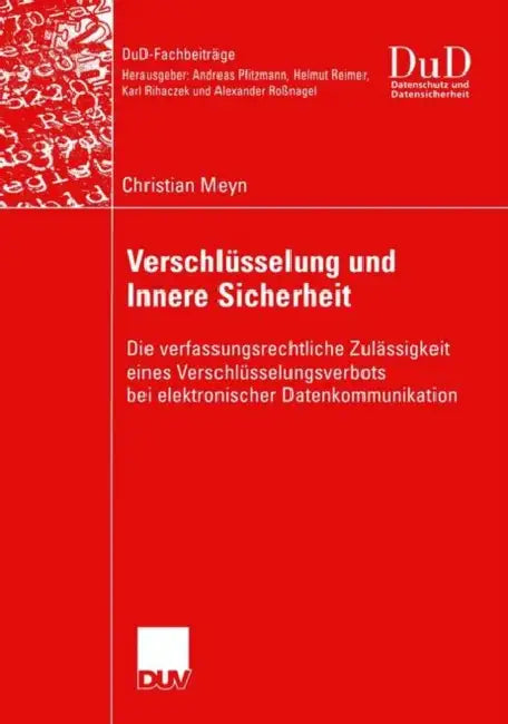 Buy Verschlüsselung Und Innere Sicherheit (English, Christian Meyn) — BookShops.in