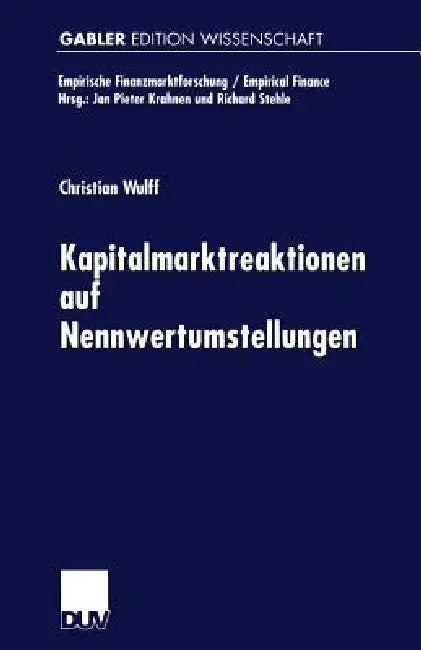 Buy Kapitalmarktreaktionen Auf Nennwertumstellungen (English, Christian Wulff) β BookShops.in