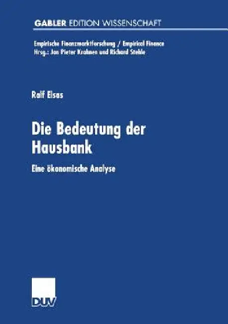 Buy Die Bedeutung Der Hausbank (English, Ralf Elsas) — BookShops.in