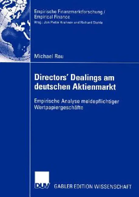 Buy Directors' Dealings Am Deutschen Aktienmarkt (English, Michael Rau) — BookShops.in