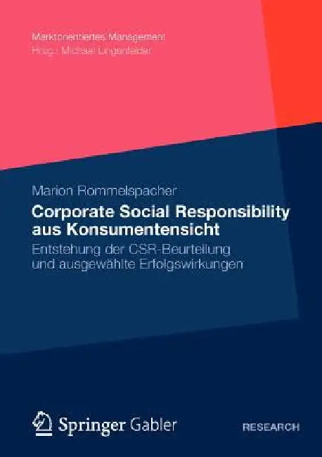 Buy Corporate Social Responsibility Aus Konsumentensicht (English, Marion Rommelspacher) — BookShops.in