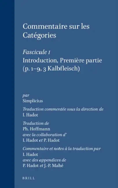 Buy Commentaire sur les Catégories (English, J. -P Mahé | P. Hadot | Ph. Hoffmann) — BookShops.in