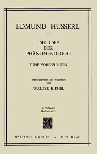 Die Idee Der Phänomenologie (English, Edmund Husserl | W. Biemel)