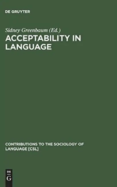 Buy Acceptability in Language (English, Sidney Greenbaum) β BookShops.in