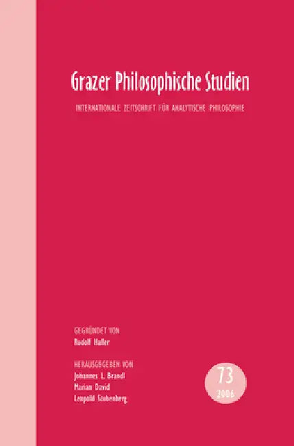 Buy Grazer Philosophische Studien (English, Johannes L. Brandl | Marian David | Leopold Stubenberg) — BookShops.in